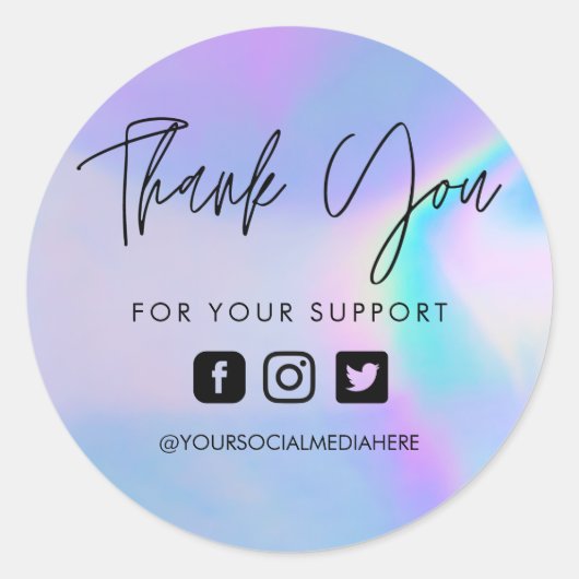 Faux Holo Custom Bedankt Business Classic Round Ronde Sticker (Voorkant)