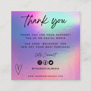 Faux Holo Media Bedankt Mini Visitekaartje invoege