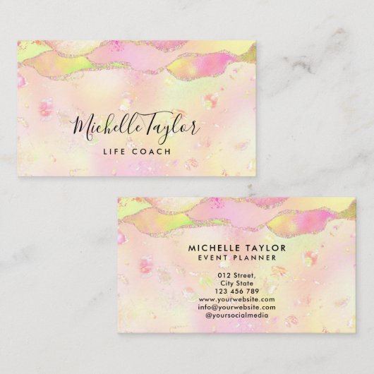 faux holograaf iridescent opal stone elegant logo visitekaartje (Voorkant / Achterkant)