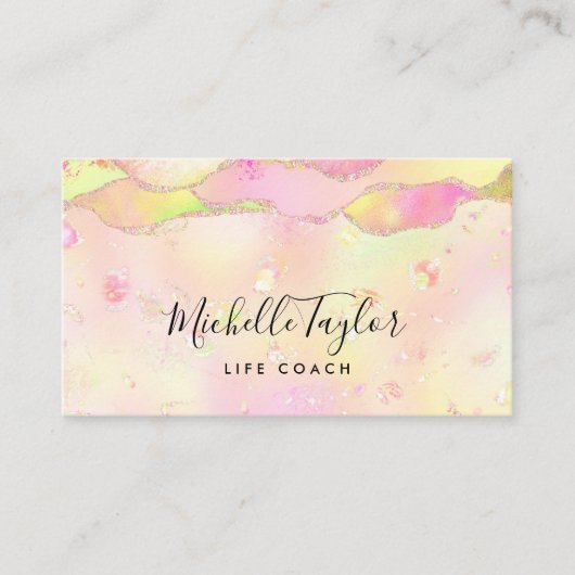 faux holograaf iridescent opal stone elegant logo visitekaartje (Voorkant)