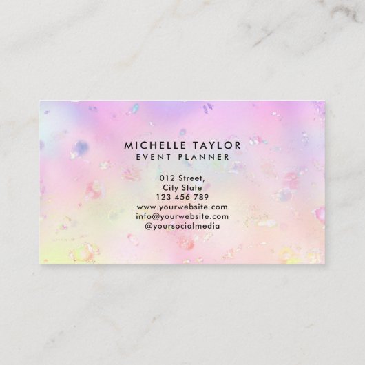 faux holograaf iridescent opal stone elegant logo visitekaartje (Achterkant)