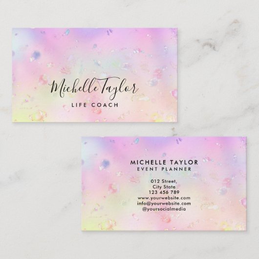 faux holograaf iridescent opal stone elegant logo visitekaartje (Voorkant / Achterkant)