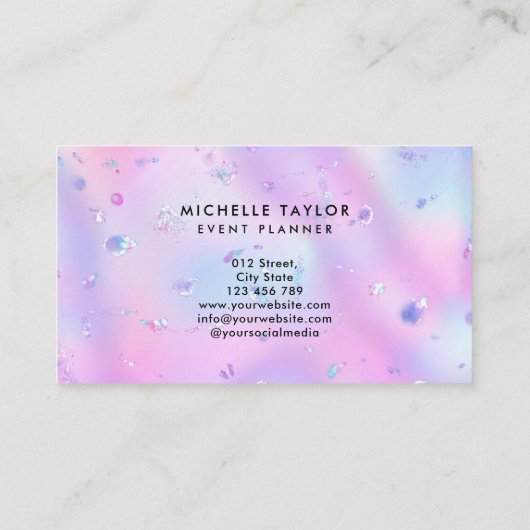 faux holograaf iridescent opal stone elegant logo visitekaartje (Achterkant)