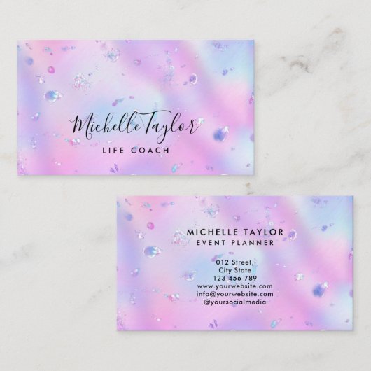 faux holograaf iridescent opal stone elegant logo visitekaartje (Voorkant / Achterkant)