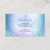 FAUX holografisch blauw glitter marmer Visitekaartje (Achterkant)