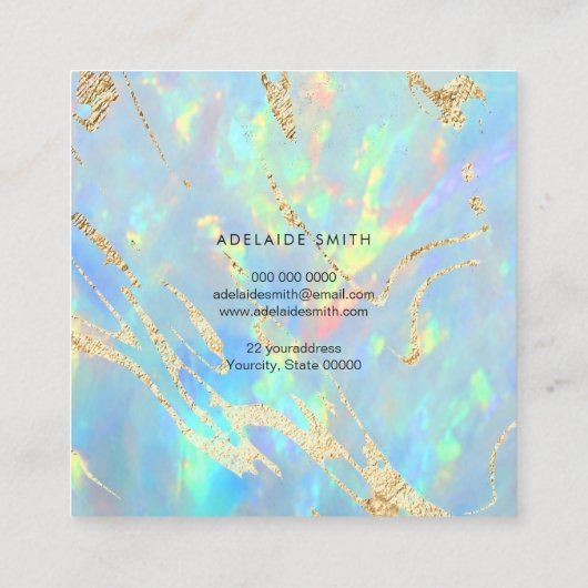 FAUX-holografisch edelsteen Vierkante Visitekaartje (Achterkant)