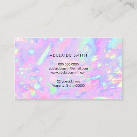 FAUX holografisch roze opaal Visitekaartje (Achterkant)