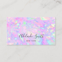 FAUX holografisch roze opaal Visitekaartje