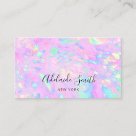 FAUX holografisch roze opaal Visitekaartje