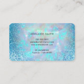 FAUX-holografische blauwe glittervlinder Visitekaartje (Achterkant)