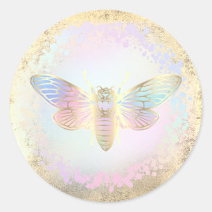 Faux holografische bug logo ronde sticker