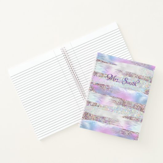 Faux holografische glitter borstel streken parel o notitieboek (Binnen)