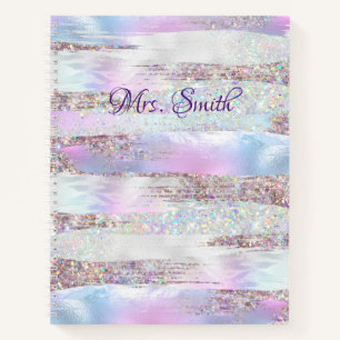 Faux holografische glitter borstel streken parel o notitieboek