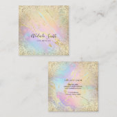 FAUX holografische glitter elegant ontwerp Vierkante Visitekaartje (Voorkant / Achterkant)