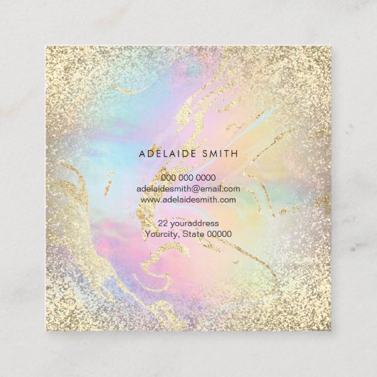 FAUX holografische glitter elegant ontwerp Vierkante Visitekaartje (Achterkant)