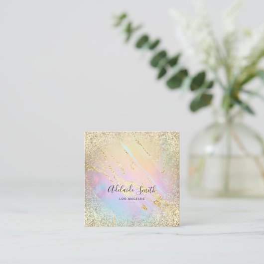 FAUX holografische glitter elegant ontwerp Vierkante Visitekaartje (Staand voorkant)