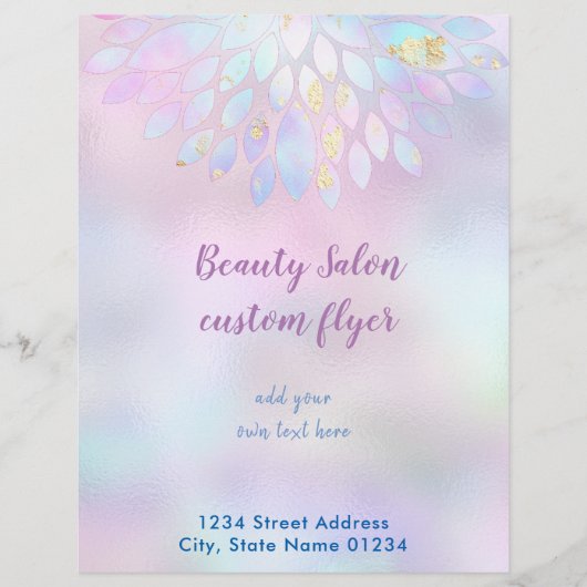 FAUX-holografische irdescent pastelregenboog Flyer (Voorkant)
