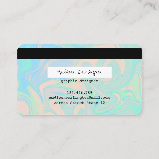 Faux Holografische iriserende creditcardstijl Visitekaartje (Achterkant)