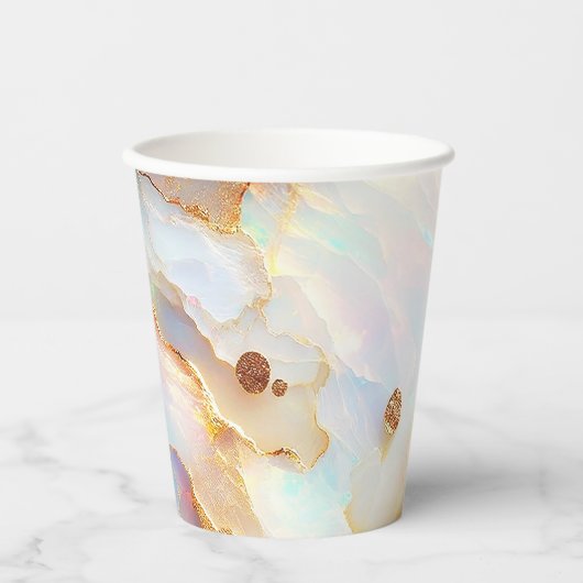 Faux holografische iriserende opaal kristal fantas papieren bekers (Voorkant)