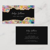 Faux holografische opaal op zwart visitekaartje (Voorkant / Achterkant)