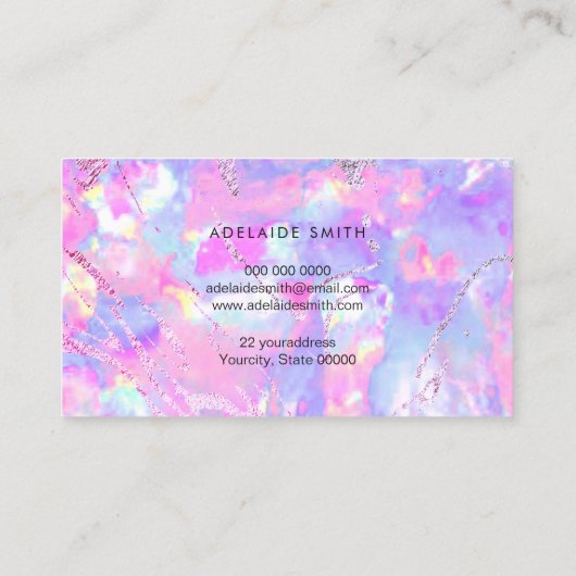 FAUX holografische opaal roze paarse Visitekaartje (Achterkant)