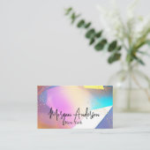 Faux holografische opaal steen gepersonaliseerd visitekaartje (Staand voorkant)