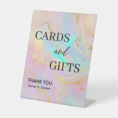 faux holografische opaalsteen Marmeren Kaarten & G Reclamebord Met Voetstuk (Voorkant)