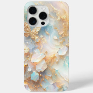 Faux Holografische Opal Moonstone Gouden Vlinder iPhone 15 Pro Max Hoesje