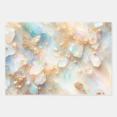 Faux Holografische Opal Moonstone Gouden Vlinder Inpakpapier Vel (Voorkant)