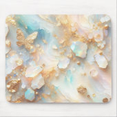 Faux Holografische Opal Moonstone Gouden Vlinder Muismat (Voorkant)