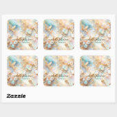 Faux Holografische Opal Moonstone Gouden Vlinder Vierkante Sticker (Vel)