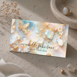 Faux Holografische Opal Moonstone Gouden Vlinder Visitekaartje