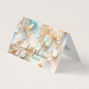 Faux Holografische Opal Moonstone Gouden Vlinder Visitekaartje