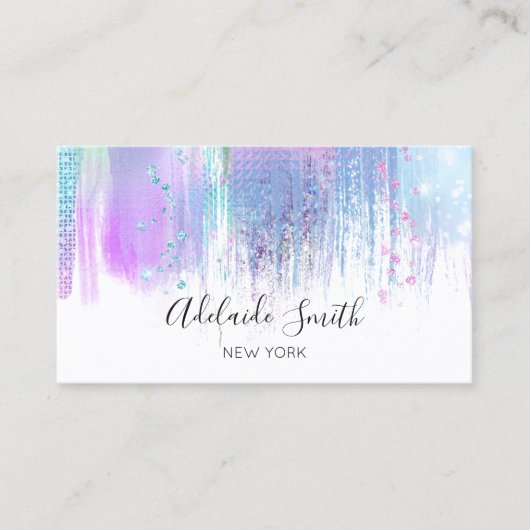 FAUX holografische paarse verfstreken Visitekaartje (Voorkant)