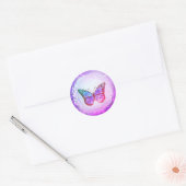 Faux holografische paarse vlinder logo ronde sticker (Envelop)