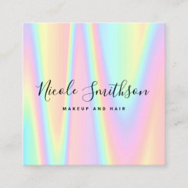 Faux holografische pastel vierkante visitekaartje
