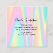 Faux holografische pastel vierkante visitekaartje (Achterkant)