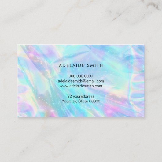 FAUX holografische pastelachtergrond Visitekaartje (Achterkant)