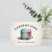 Faux Holografische Regenboog Glitter Cake Bakkerij Briefkaart (Staand voorkant)