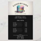 Faux Holografische Regenboog Glitter Cake Bakkerij Flyer (Voorkant)
