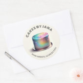 Faux Holografische Regenboog Glitter Cake Bakkerij Ronde Sticker (Envelop)