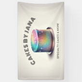 Faux Holografische Regenboog Glitter Cake Bakkerij Spandoek (Verticaal)