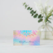 · FAUX holografische regenboog pastel kleuren Visitekaartje (Staand voorkant)