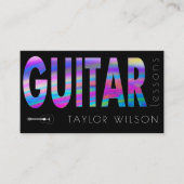FAUX holografische script gitaar leraar Visitekaartje (Voorkant)