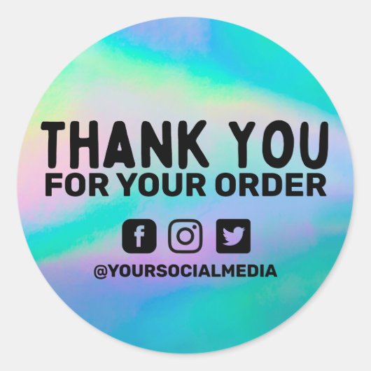 Faux Holografische Zaken Dank u Douane Ronde Sticker (Voorkant)