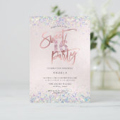 Faux Hologram Sweet 16 Studded Diamond Blush Kaart (Staand voorkant)