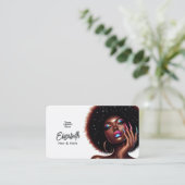 Faux Holographic Afro Queen haar en nagels Salon Visitekaartje (Staand voorkant)
