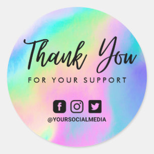 Faux Holographic Bedankt Social Media Ronde Sticker