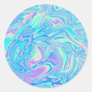 Faux Holographic Blue Custom Trendy Ronde Sticker