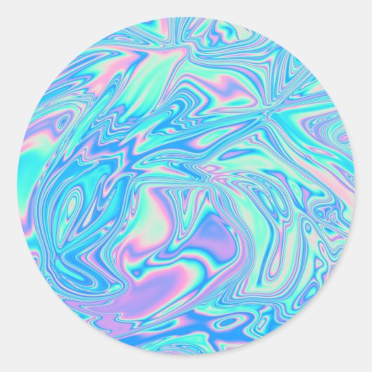 Faux Holographic Blue Custom Trendy Ronde Sticker (Voorkant)